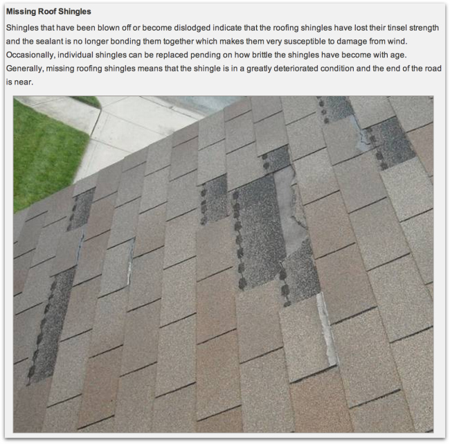 Missing Shingles shown by Drawdy Roofing